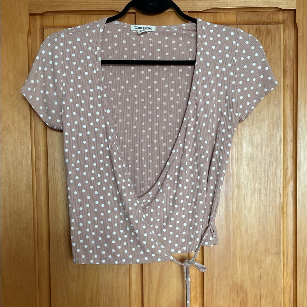 M. Billabong   Beautyful Sand and White Polka Dot Blouse